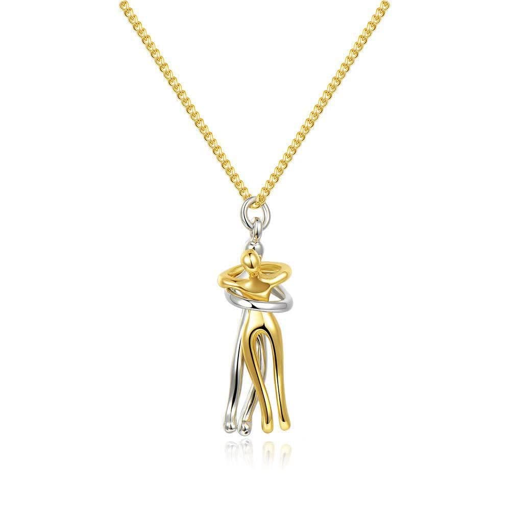 image-Two Tone Rose Gold White Hug Necklace For Women Clavicle Pendant
