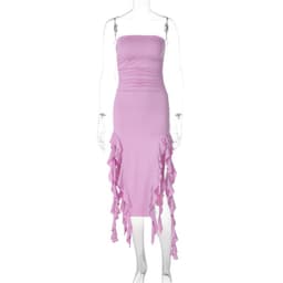 image-Women's Sleeveless Midi Dress - Irregular Tube Top Summer