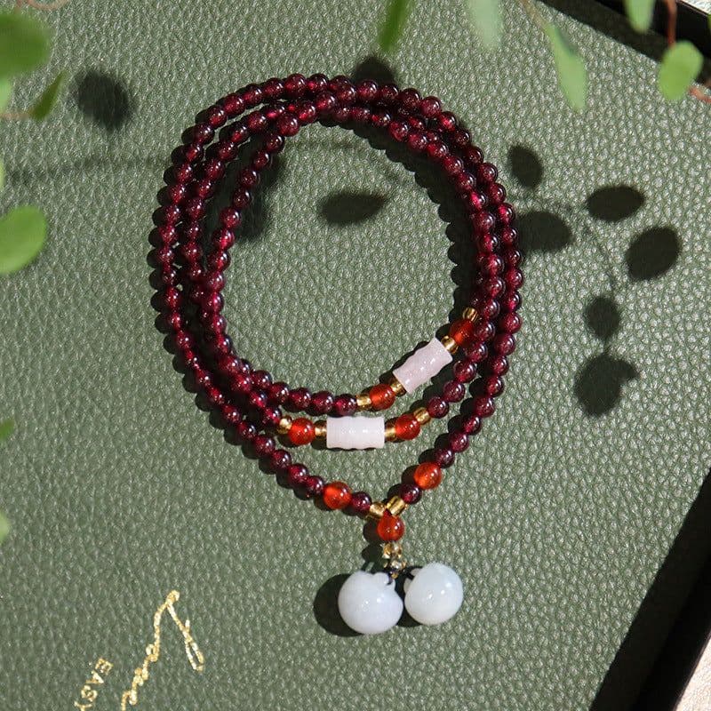 image-Natural Garnet Bracelet Bracelet Multi-circle 5mm Natural Chalcedony Accessories Factory Wholesale Hot Sale