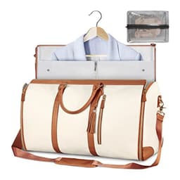 image-Spot Travel Duffle Bag - Off White PU Leather Large