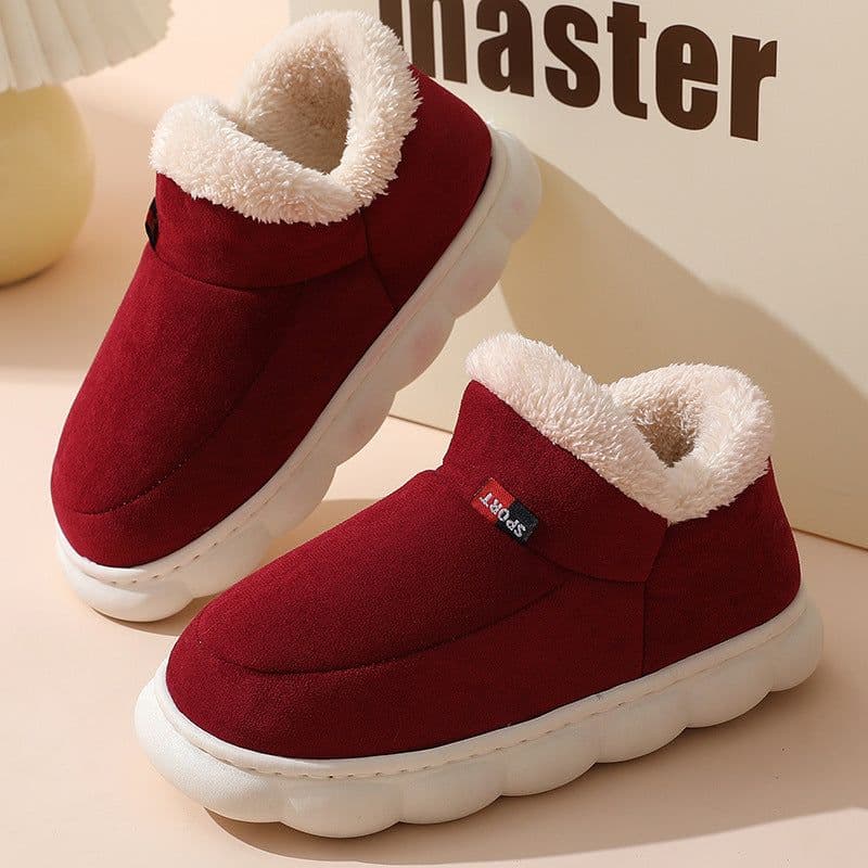 image-Enjoy Velvet Cotton Shoes - Burgundy Unisex Winter