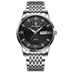 image-POEDAGAR Men's Watch 42mm Waterproof Stainless Steel