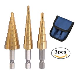 image-Pagoda Hex Shank Step Drill Bit Set Titanium Plated HSS 3Pcs
