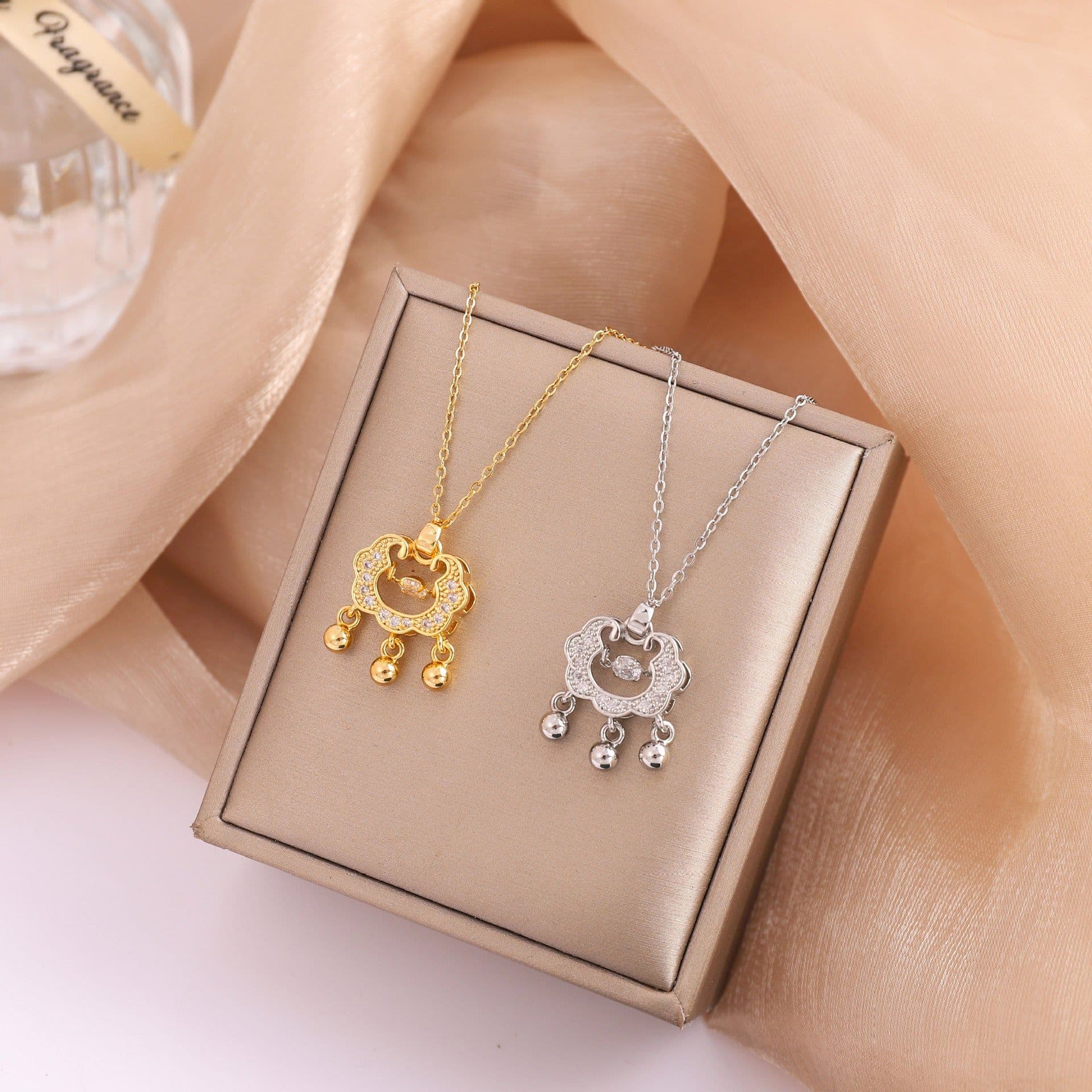 image-Titanium Steel Diamond Necklace - Women's Clavicle Chain
