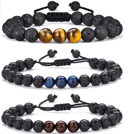 image-Cross-border Hot Selling Men's Bracelet Natural Tiger's Eye Braided Bracelet Essential Oil Aromatherapy Beads Amazon Hot Sale