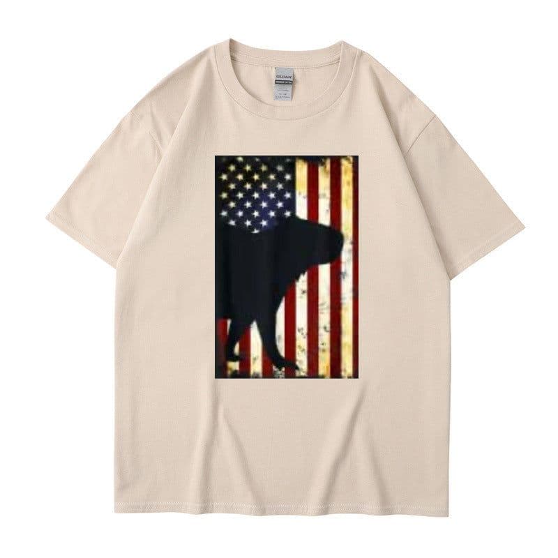 image-Men's Cartoon T-Shirt Dark Gray Cotton Short Sleeve