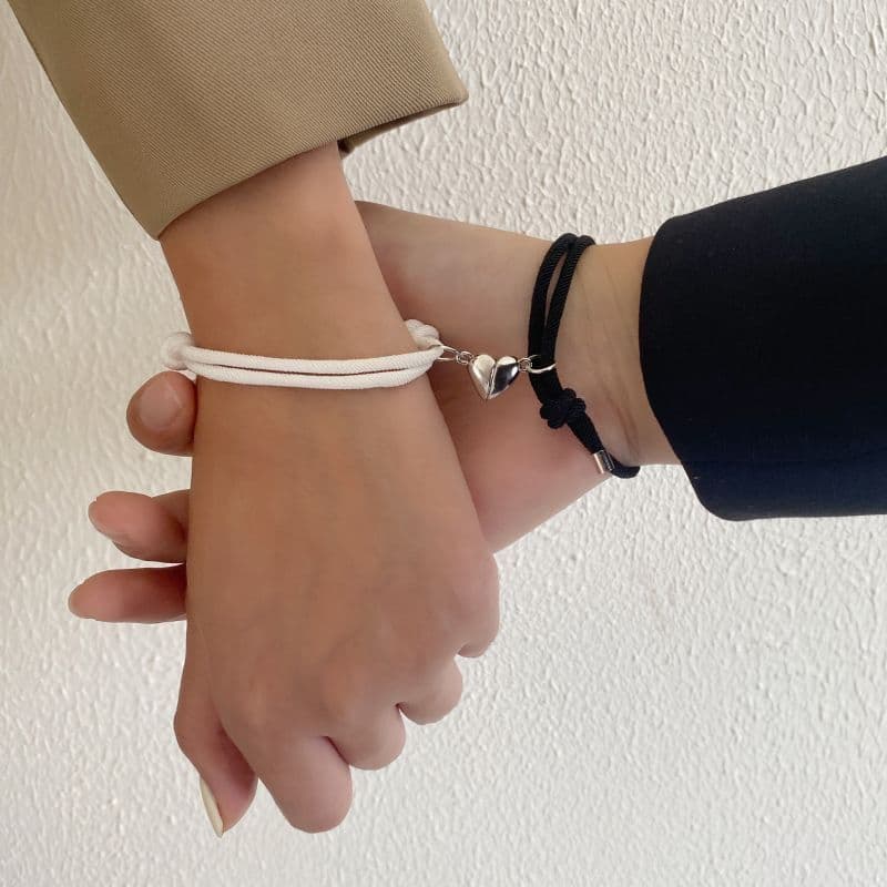 image-Bee Magnetic Couple Bracelet Set - Adjustable Love Heart