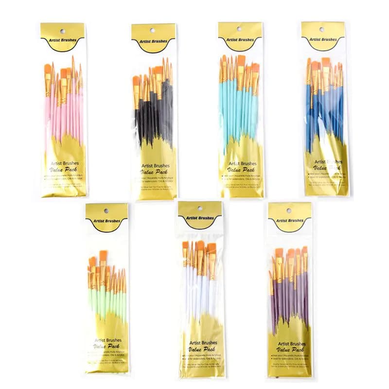 image-Boyixuan 10-Piece Brush Set - Oil Painting Acrylic Gouache