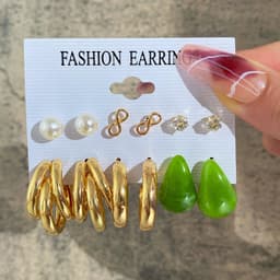 image-Acrylic Pearl Earring Set - 5 Pairs Mixed Style Women