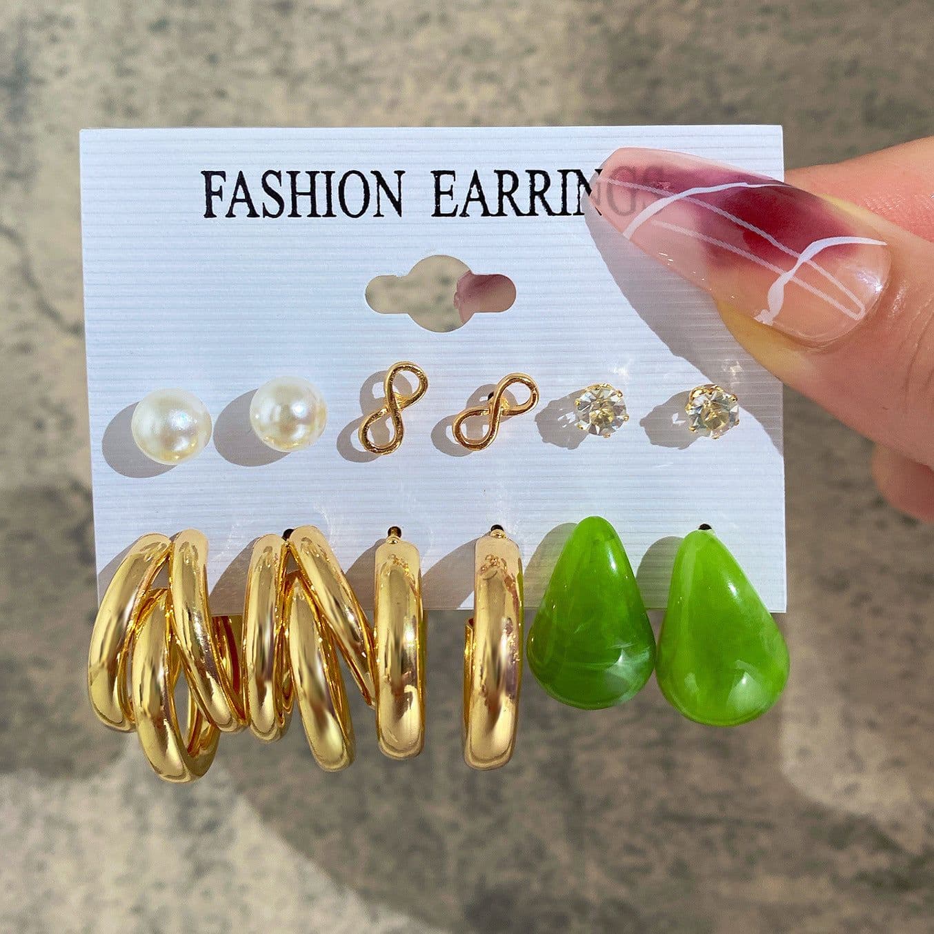 image-Acrylic Pearl Earring Set - 5 Pairs Mixed Style Women