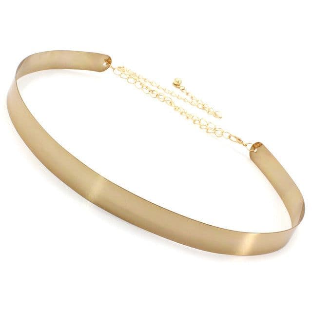 image-Women's Metal Waist Chain Belt - Silver Hollow 3.5cm