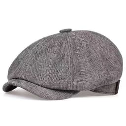 image-Men's Retro Beret - Dark Gray Cotton Linen L