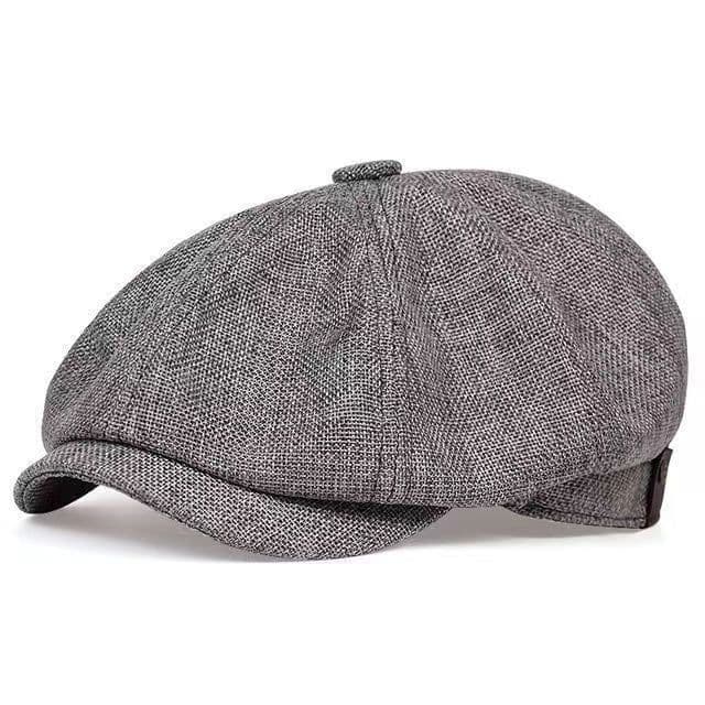 image-Men's Retro Beret - Dark Gray Cotton Linen L