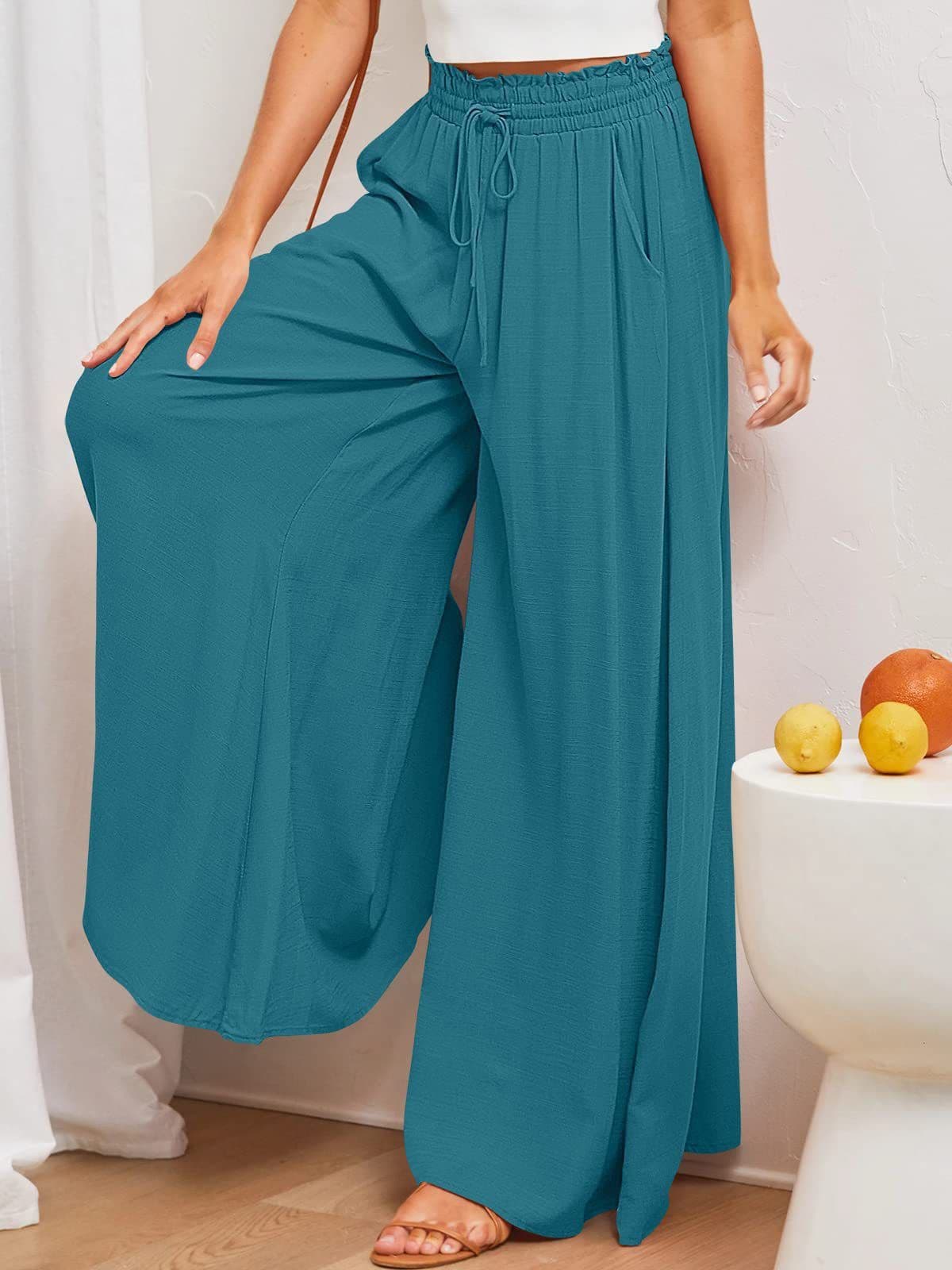 image-Mu Orange Wide-Leg Pants - Green High-Waist 2XL