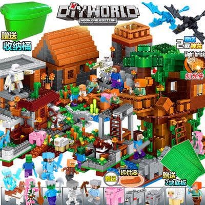 image-Lego-Compatible Minecraft Building Blocks Set - Cave & Tree House