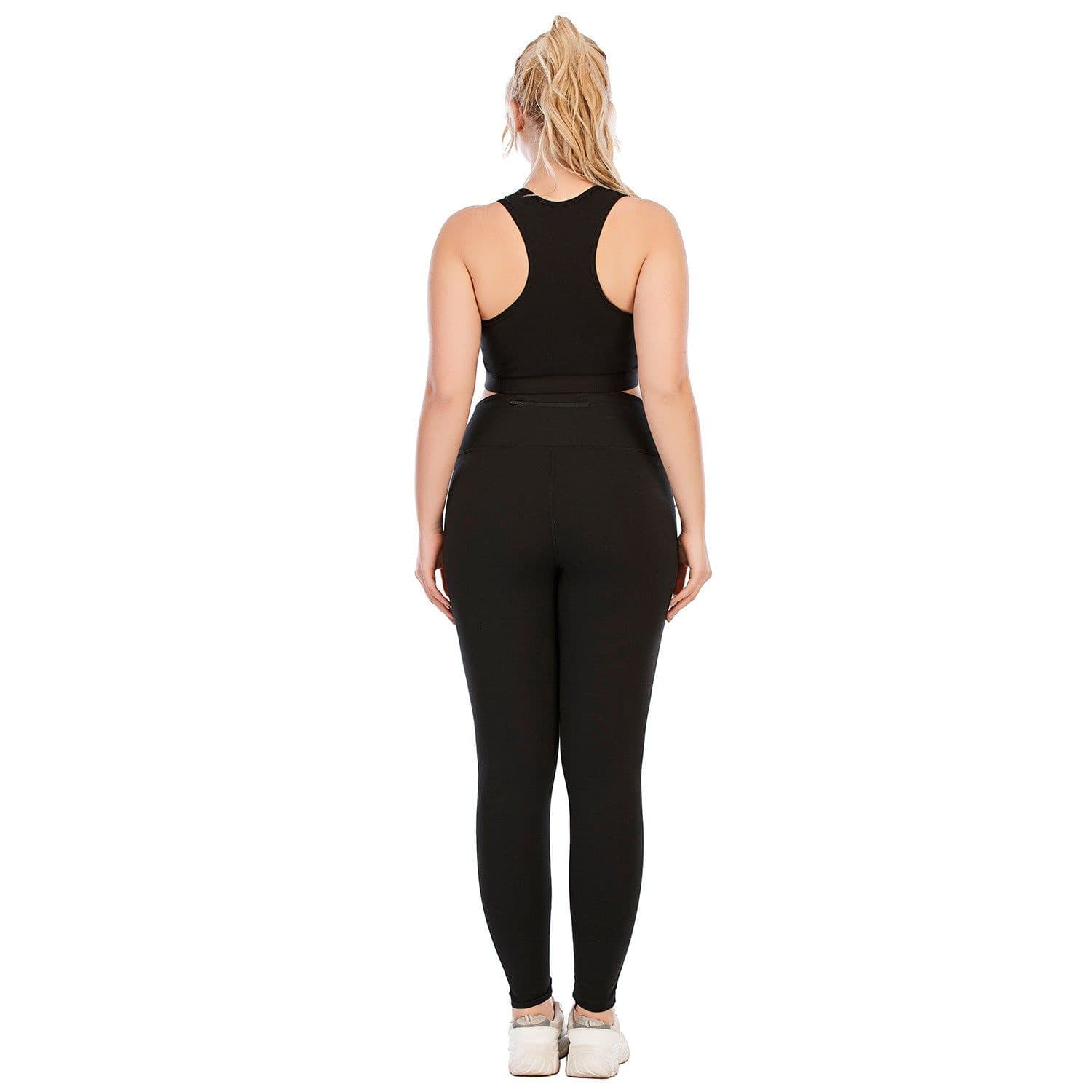 image-Plus Size Yoga Suit with Sports Bra - Tight Fit