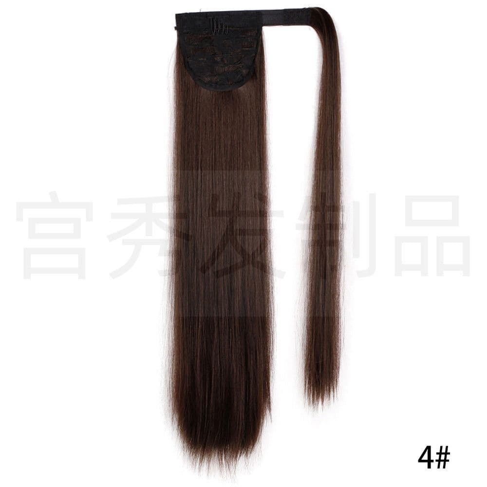 image-European and American wig ponytail straight hair extension Velcro chemical fiber ponytail female wig ponytail hair