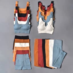image-2021 Yoga Suit - Brown Four-Piece Set, Short Sleeve, Leggings, Size S