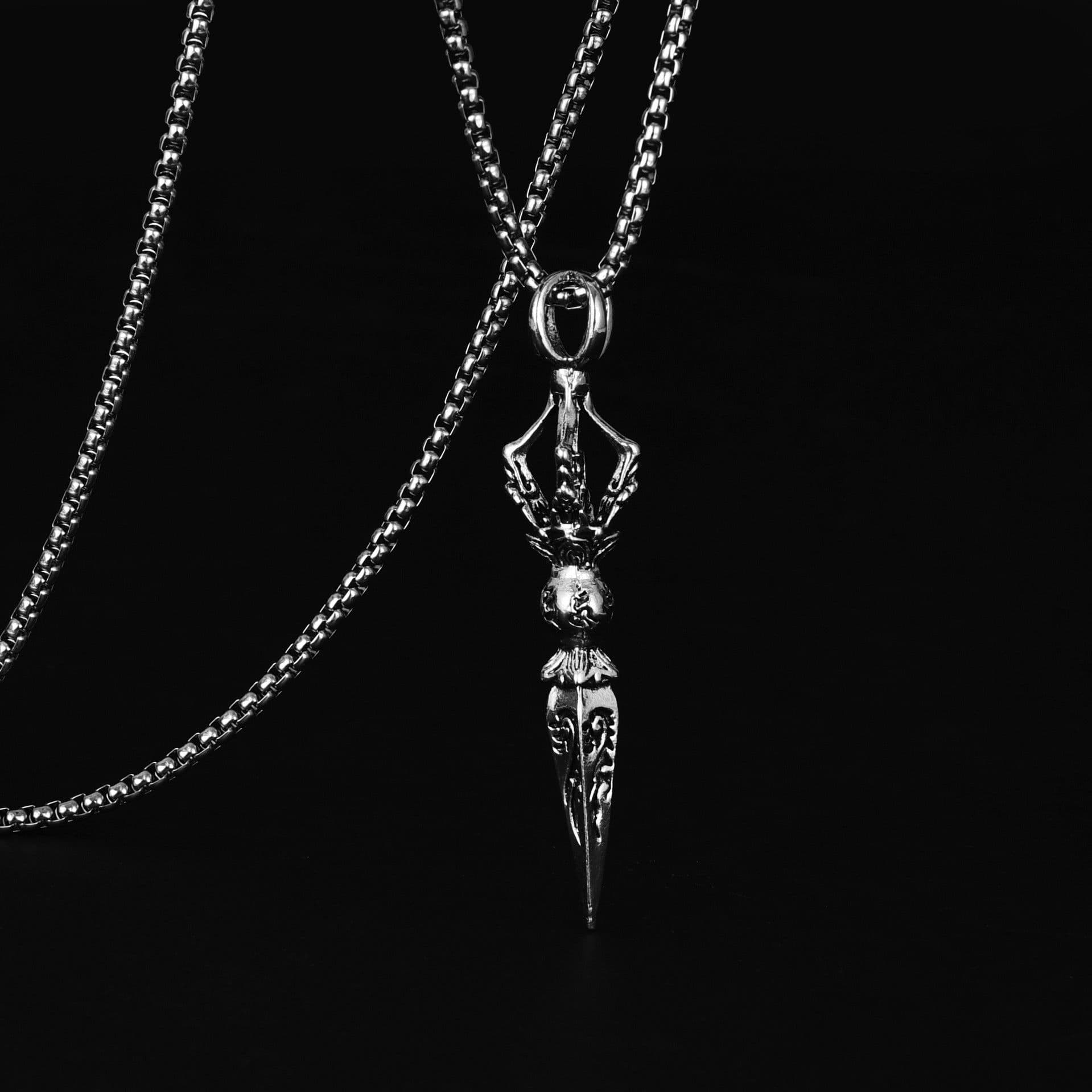 image-Baiying Vajra Pendant Necklace - Titanium Steel Retro