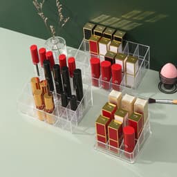 image-Lipstick Storage Rack - 40 Grid Transparent Plastic