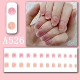 image-Summer fresh, sweet and cool style manicure, wearable nail pieces, French line blending, removable fake nail pieces, finished products wholesale