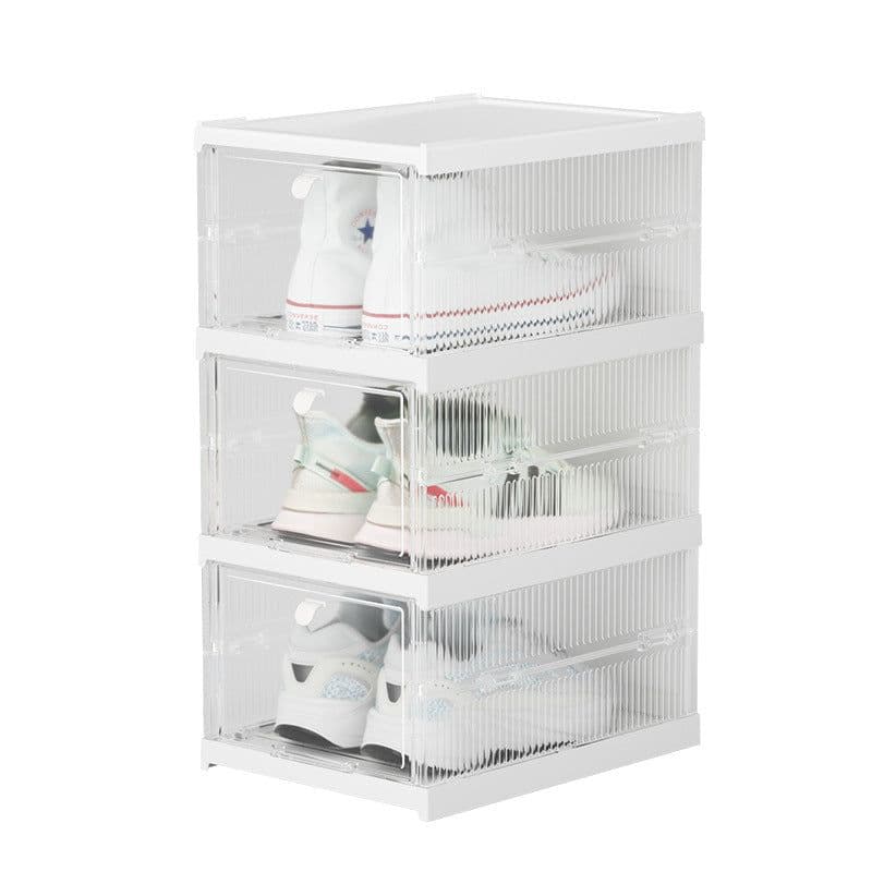 image-installation-free folding aj shoe storage box home simple combination shoe cabinet plastic dust-proof transparent shoe box