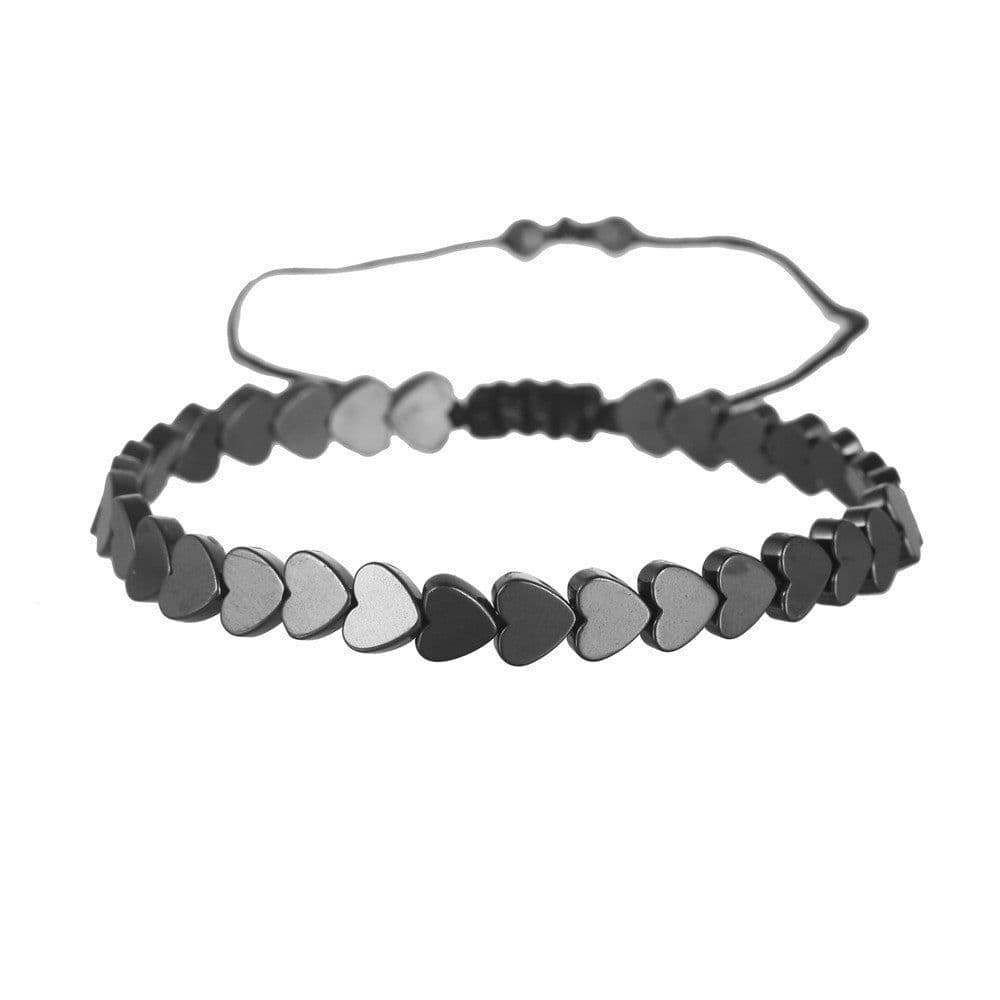 image-Geometric Creative Love Flat Beads Bracelet - Black Adjustable for Women (60 characters)