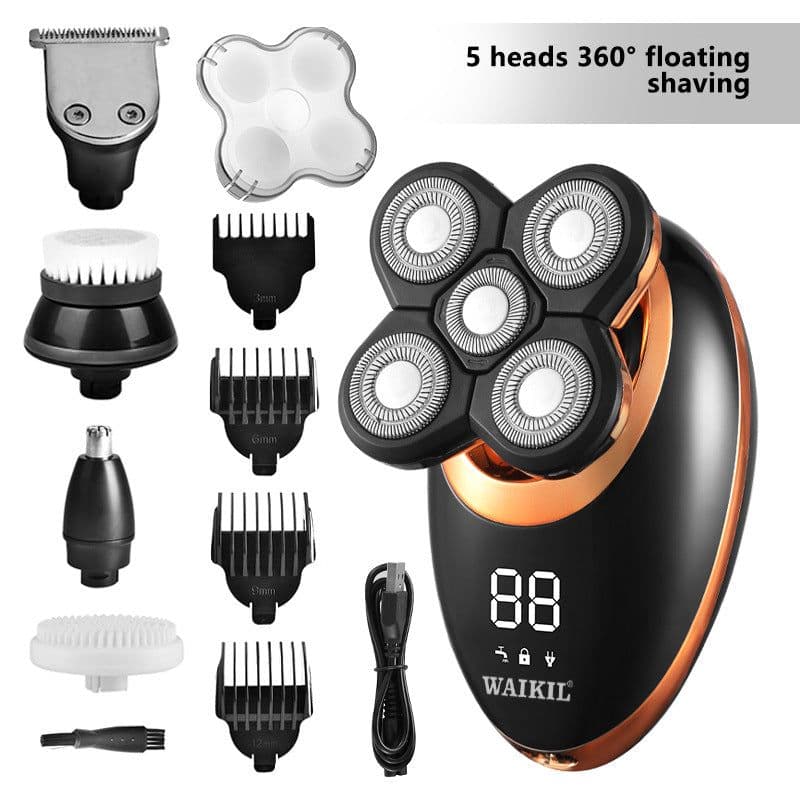 image-Five In One Waterproof Smart Razor For Men Seven Blade Electric Shaver