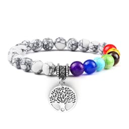 image-European and American cross-border foreign trade creative 8mm bead bracelet Volcanic lava hand string wooden beads alloy tree of life pendant