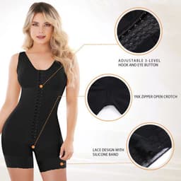 image-Black Body Shaper Bodysuit Crotch Zipper XXXL