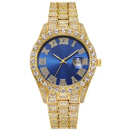 image-Hiphop watch European and American hot style men's steel belt hip-hop Roman scale diamond calendar men's quartz watch