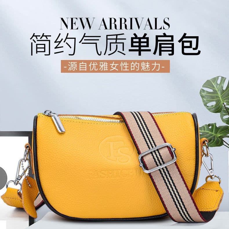 image-First-Layer Cowhide Leather Shoulder Bag - Women