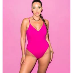 image-Women's One-Piece Swimsuit 4XL Milk Silk Solid