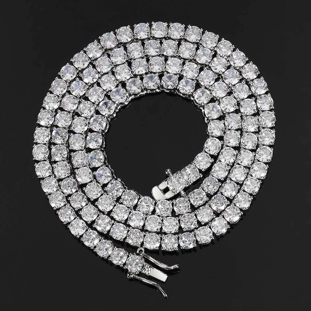 image-Europe and the United States hot trend hip-hop necklace accessories zircon tennis chain a row of diamonds copper inlaid zircon men’s necklace jewelry