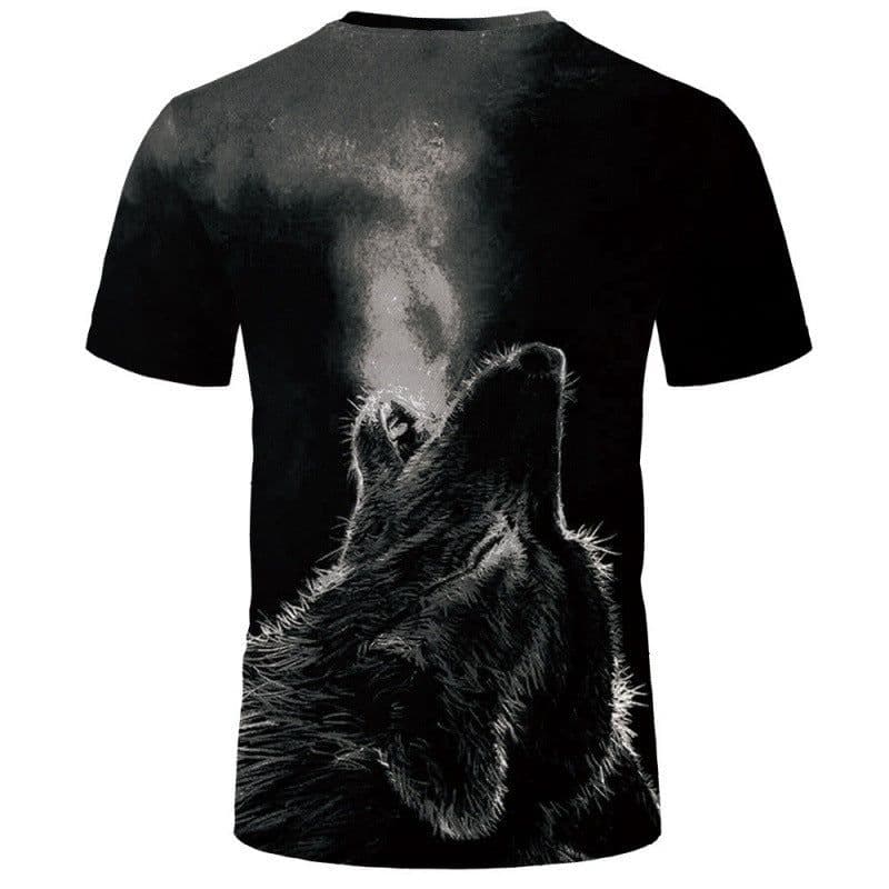 image-Wolf 3D Print T-Shirt - Black Short Sleeve