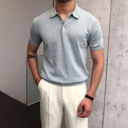 image-Slim-fit Cotton POLO Shirt Men Short Sleeve