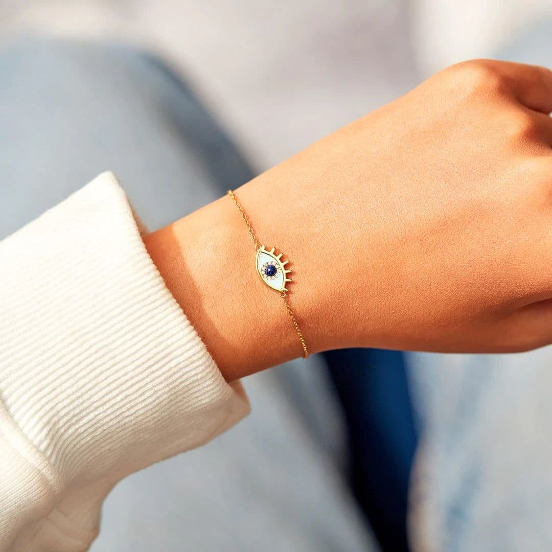 image-Evil Eye Enamel Bracelet - Women's Fashion Jewelry