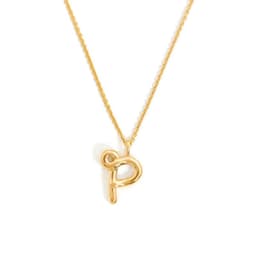 image-Brass Alphabet Necklace Unisex Initial Pendant Gold Plating