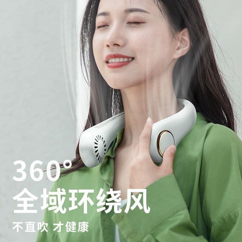 image-USB Charging Neck Fan - Pink Mini Outdoor Gift - 1200mAh-2000mAh Battery - 3 Speeds
