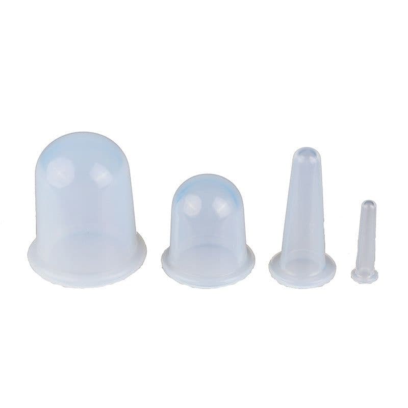 image-Silicone Cupping Set - 4 Cups Vacuum Massage Therapy