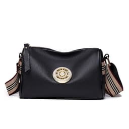 image-Genuine Leather Handbag - Pillow Bag One-Shoulder Black