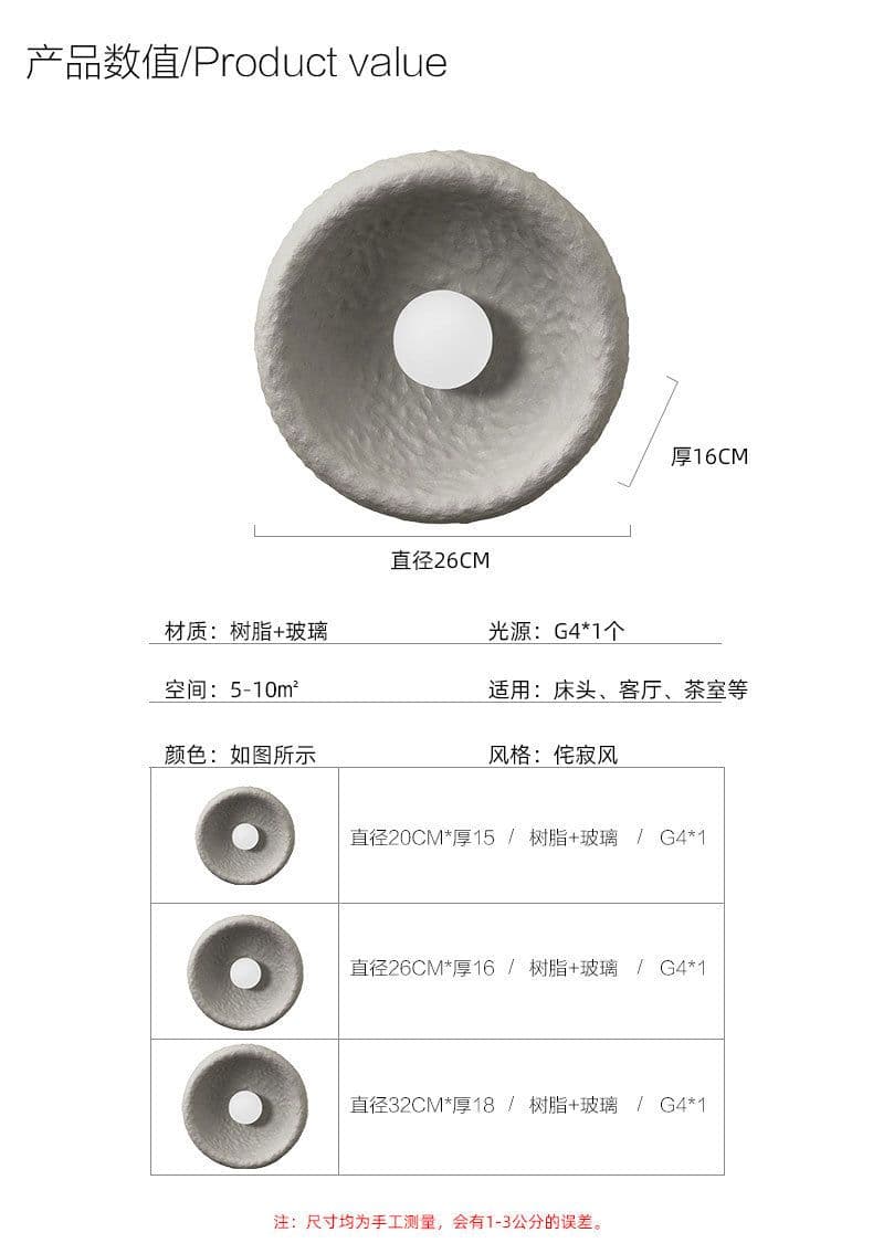 image-Japanese Wabi-Sabi Retro Wall Lamp Zen 32CM LED Resin