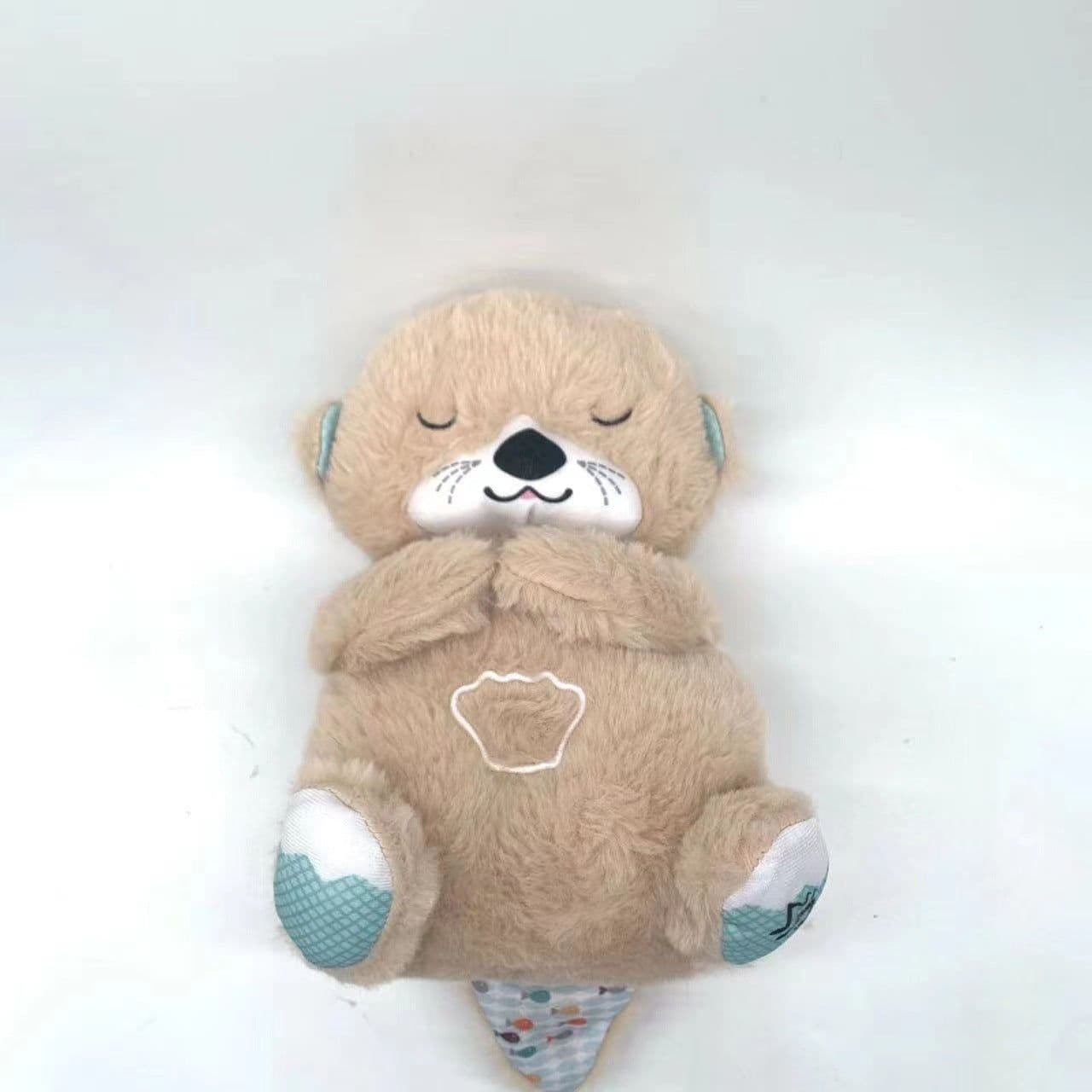 image-Cross-border new style breathing and luminous lullaby cute soothing bear sleeping soundly baby bear music doll