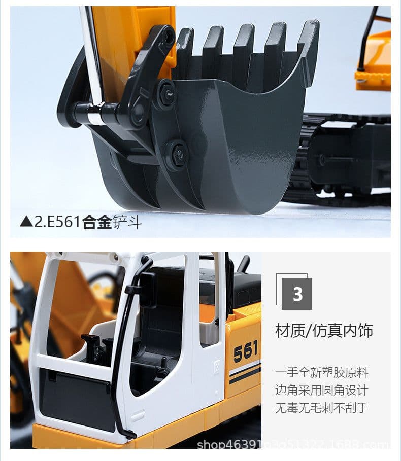 image-DOUBLE EAGLE 561 RC Alloy Excavator 17-Channel 1:16