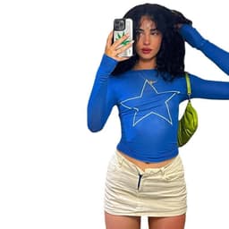 image-Summer Five-Pointed Star Print T-Shirt - Women's