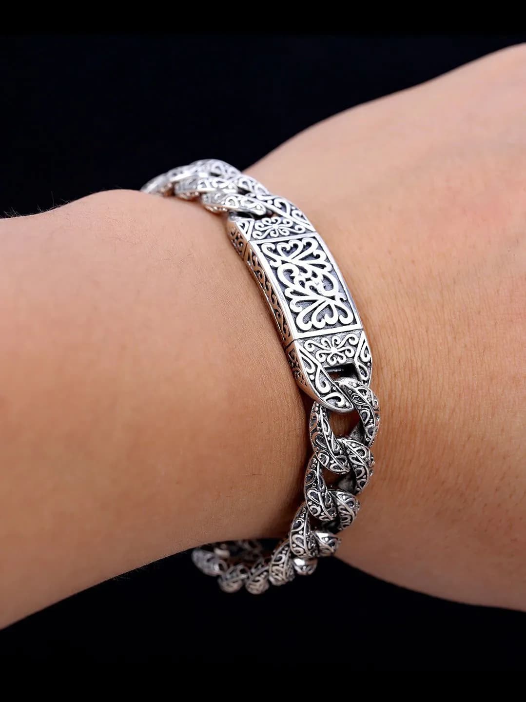 image-Sterling Silver Butterfly Bracelet - Retro Unisex