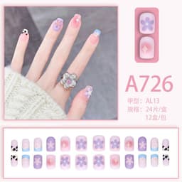 image-Fresh French flowers, cute ins wind, ice and transparent stars, long style, short style, white, high-end manicure and wearable nails