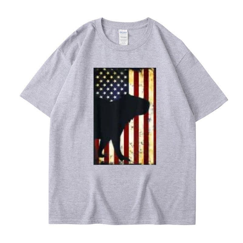 image-Men's Cartoon T-Shirt Dark Gray Cotton Short Sleeve