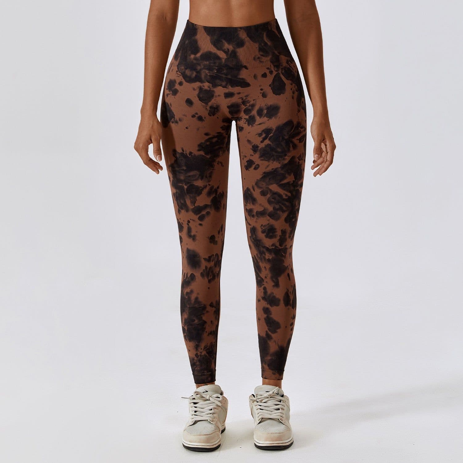 image-Tie-dye seamless high-waisted yoga pants peach hip lifting fitness pants running sports tight pants 7356