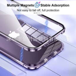 image-Suitable for iPhone15promax anti-peep goggles double buckle Magneto mobile phone case Apple 13 metal protective sleeve